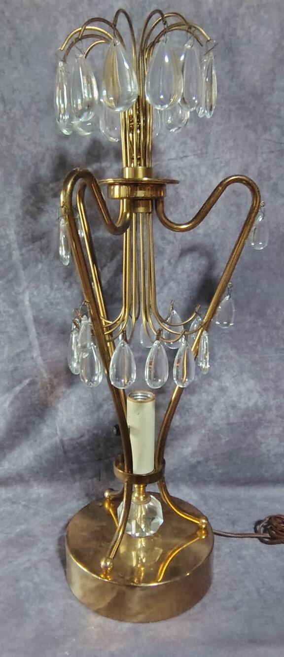Vintage 24" Waterfall Crystal Table Lamp Hollywood Regency (missing 4 Crystals)